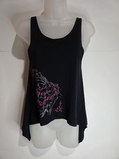Betsey Johnson Capezio Black Swing Tank Top Cut-Out Back Design - size Large