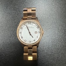 MARC JACOBS HENRY ROSE GOLD TONE,CRYSTALS, STEEL BRACELET WATCH (dead battery)