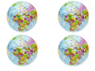 4 x XL Antistress Ball Globus Weltkugel Softball Knetball Schaumstoffball 7,6 cm
