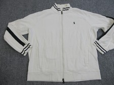 Vintage Polo Ralph Lauren Sweater Mens XL White Full Zip Mock Neck Striped