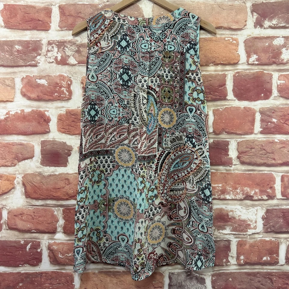 Camisa Top Spense Para Mujer Grande Multicolor Boho Floral Informal Popover Cuello Atado Foto 4 de 4