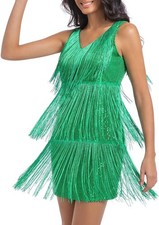 Women Flapper Dress Cocktail Great Gatsby 1920s Party Tassel Fringe Mini Dresses