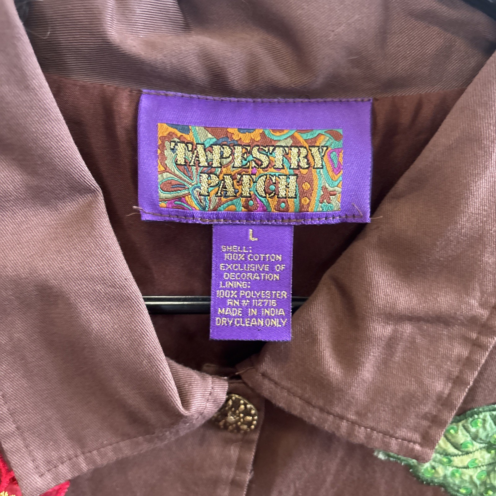 Tapestry Patch Brown Jacket Sequin Sunflowers & D… - image 2