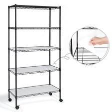 Black 5-Tier Adjustable Height Welded Garage Storage Shelving Unit with Liner/Wh