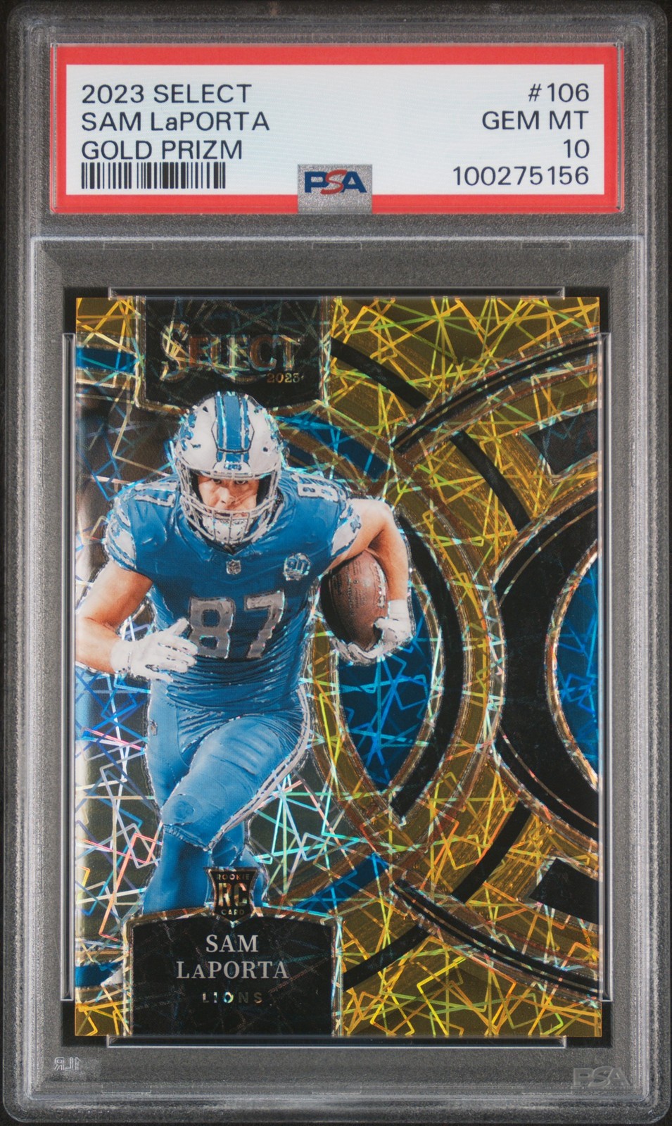 2023 PANINI SELECT GOLD PRIZM #106 SAM LAPORTA 1/10 PSA 10