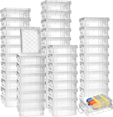 Suzile 50 Pcs Plastic Crayon Box with Lid 4.8 x 3.4 x 1.6 In Crayon Storage Cont