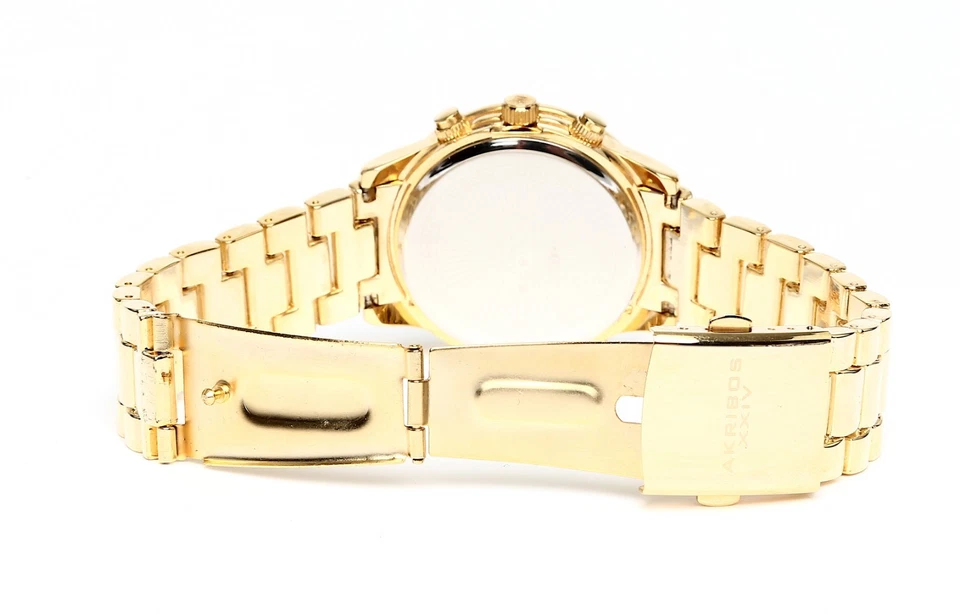 Akribos XXIV Women's Champagne Dial Gold Tone Watch F1192 - Image 4 of 4