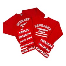 Vintage Nebraska Cornhuskers Sweatshirt Huskers Beat Adult Large 90s Lot of 2