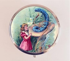 Alice in Wonderland Pill Box Case Pillbox Holder Trinket Stash Classic Book