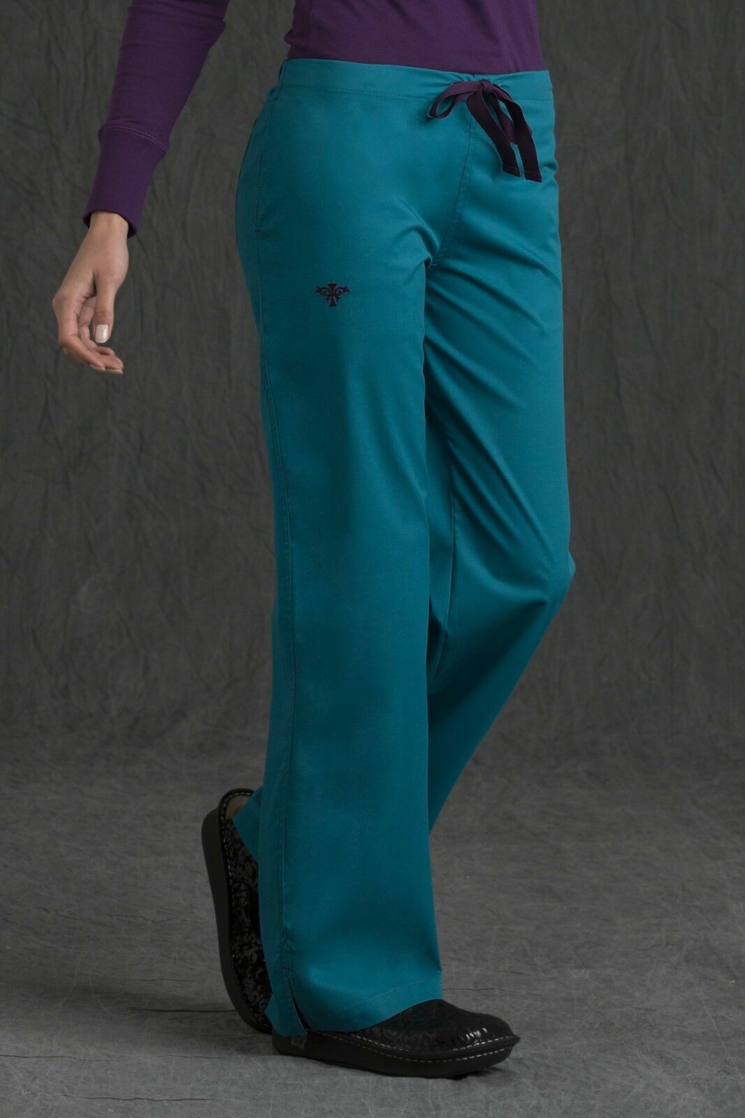 NEW WOMEN MED COUTURE SIGNATURE NURSING SCRUB PANTS 8705 TEAL EGGPLANT