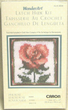 CARON - WONDER ART - PINK ROSE 4808 - 12" X 12" LATCH HOOK KIT - NEW SEALED