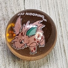 Vintage Pokemon 33 Nidorino Marble Clear Glass Toy Biz Collectible