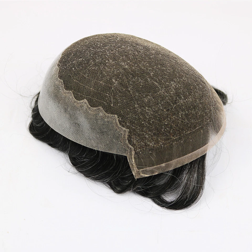 Male Hair Prosthesis Lace Front & Pu Back Natural Hairline Toupee Men Wig Units - Image 3 of 4