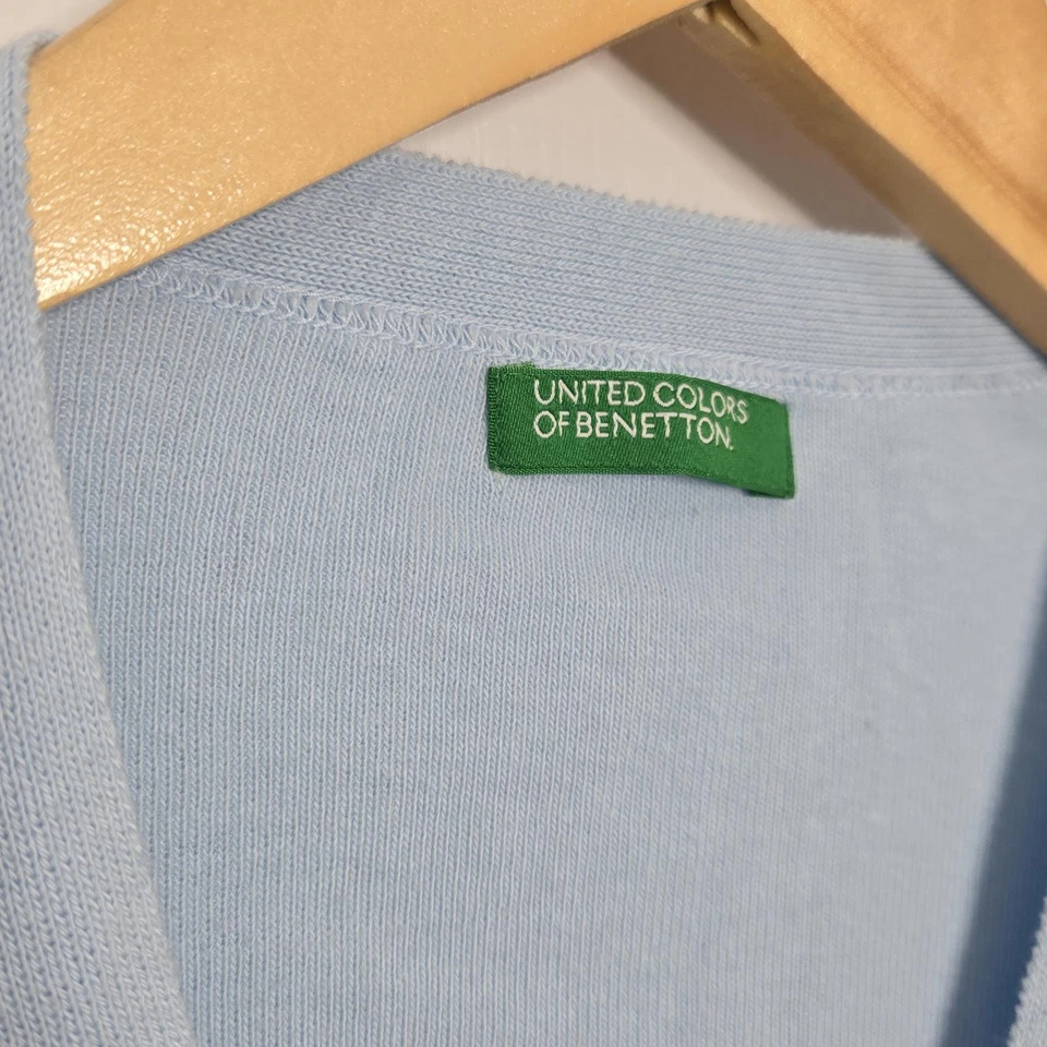 United Colors of Benetton Sweater Womens  Medium Blue Cardigan Cotton New w Tag - Image 2 of 4