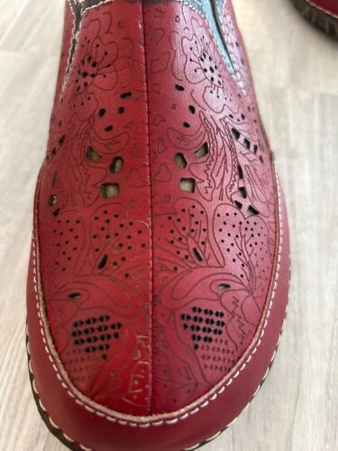 L'Ariste Spring Step Red Libora Women's Handpainted Leather Loafer Size 40 - Picture 12 of 13
