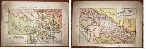 Osmanische Karte Seite 1: Thessaloniki Griechenland 2: Kosovo 11,5x16,5 cm