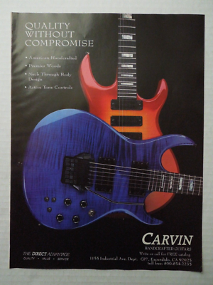 1989 CARVIN Handcrafted Guitars Magazine Ad - Quality Without