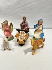 Vtg Nativity Figurine Jesus in Manger Mache Italy 2.5" Replacement Lot Of 6