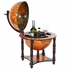 Globusbar MCW-D85, Tischbar Minibar Weinregal, Weltkugel Ø 33cm Eukalyptusholz