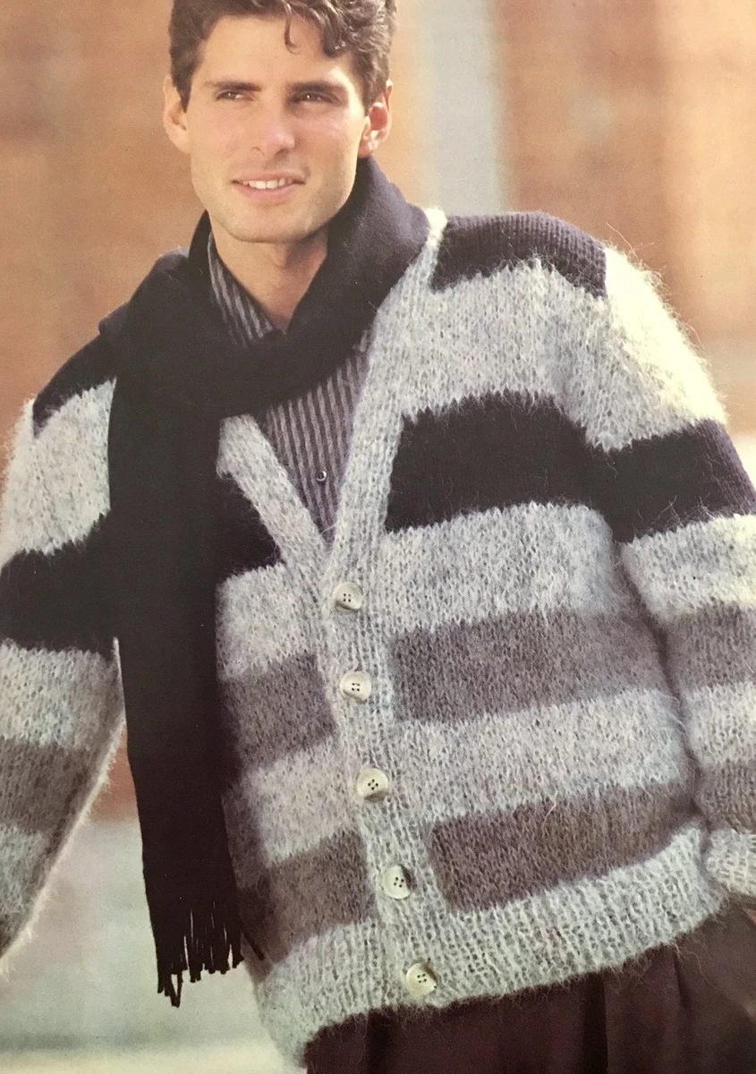 M24 Knitting Pattern Men s Mohair Striped Cardigan Jacket