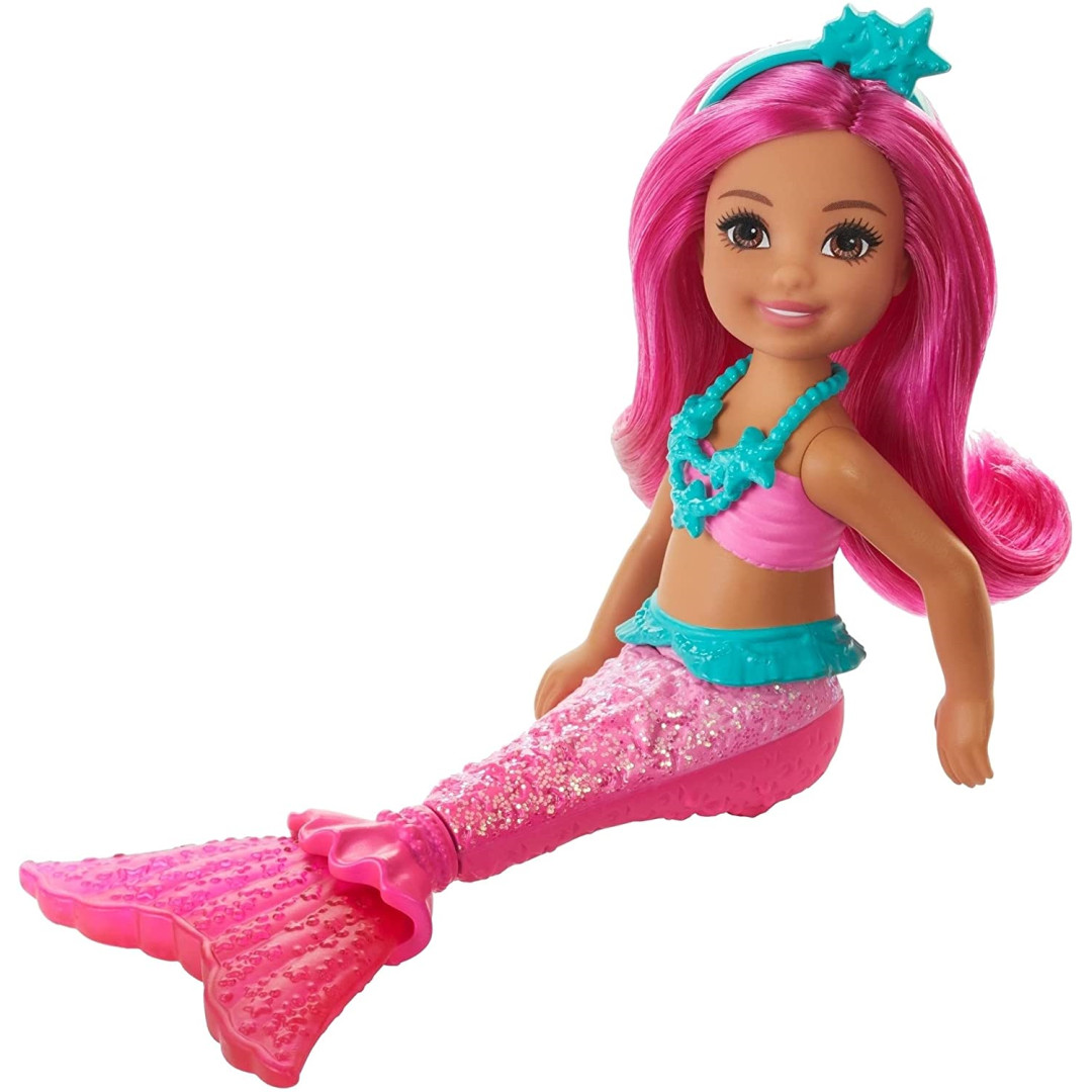 Barbie Dreamtopia Chelsea Mermaid Doll 6.5-Inch New With Pink Hair And Tail