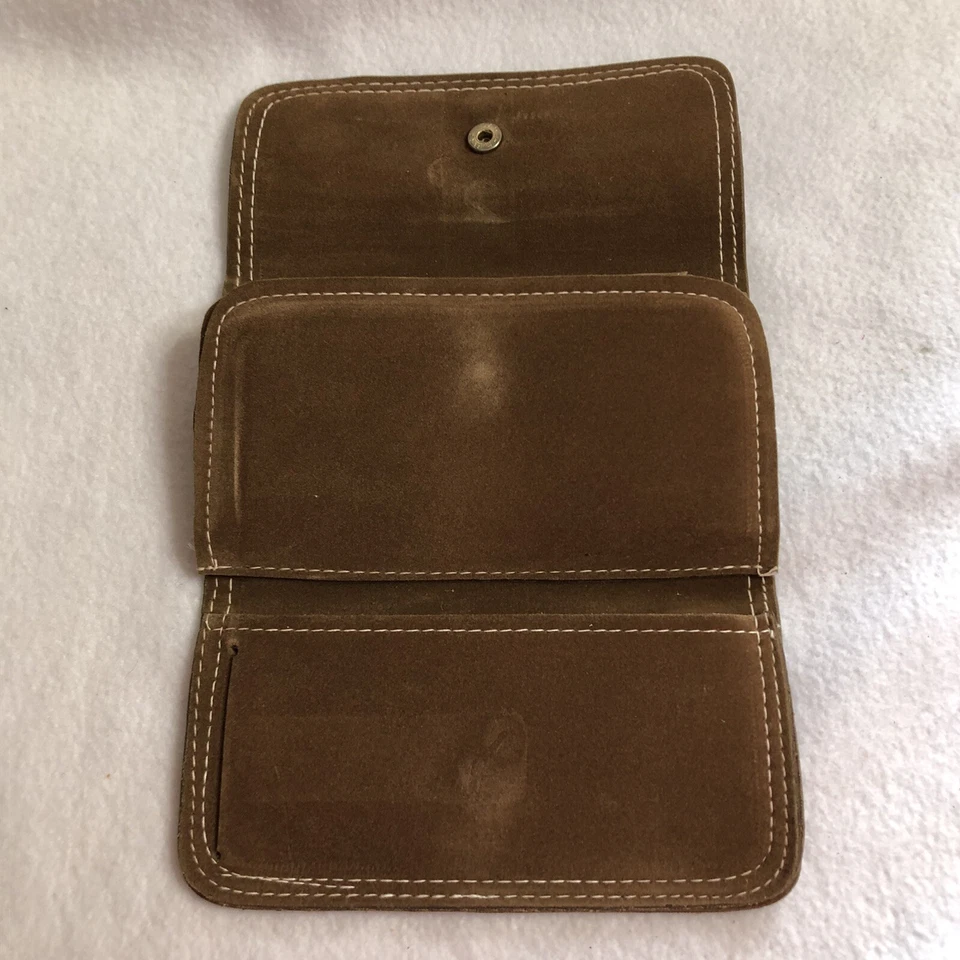 复古 20 世纪 70 年代无标记棕色人造麂皮绒钱包支票书夹组合 *C COND* — 第 4/4 张图片