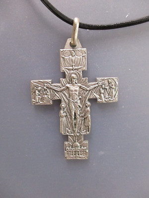 2'' Christ Risen Silver Finish Crucifix Necklace