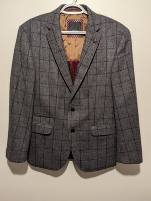 DIGEL Men's Sport Coat Size 50 US Plaid Grey Wool Blazer Suit Jacket