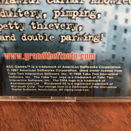 Grand Theft Auto Uncensored Original GTA PC CD 1998 ASC Games Vintage WORKS RARE - Picture 5 of 10