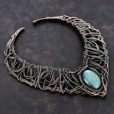Labradorite Copper Love Gift Wire Wrapped Chain Adjustable Necklace 18.0''