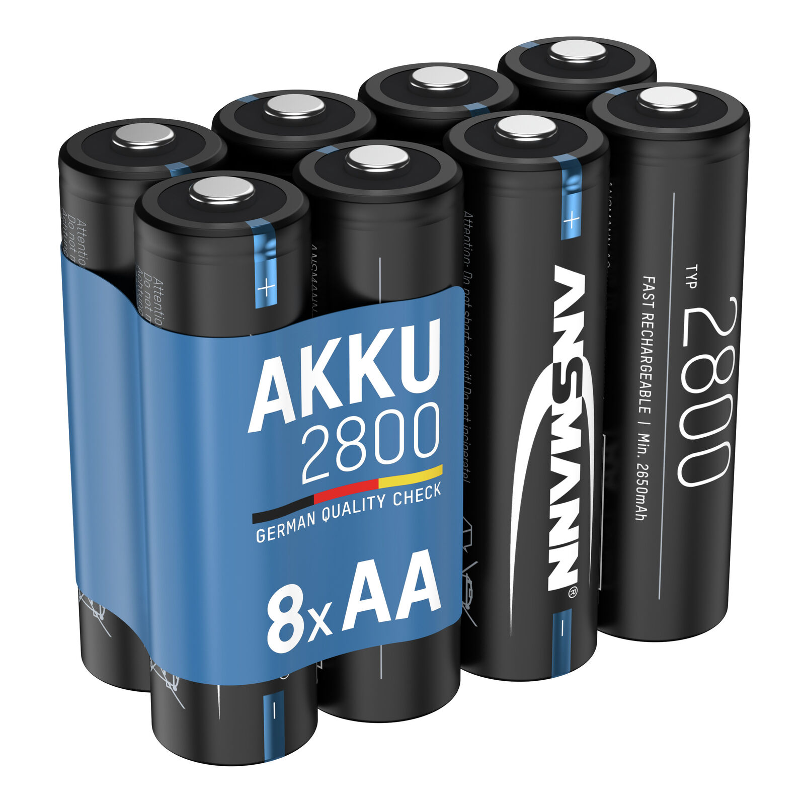 ANSMANN Akku AA Mignon 2800mAh NiMH 1,2V - Batterien wiederaufladbar (8 Stück)