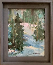 Original Framed Impressionism Landscape Oil Painting Signed