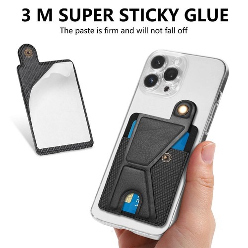 Universal Mobile Phone Card Bag Leather Wallet Protective Sleeve Bracket - Photo 8 sur 10