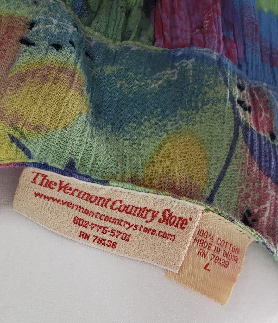 The Vermont Country Store House Dress Sz L Short Sleeve Pockets Floral