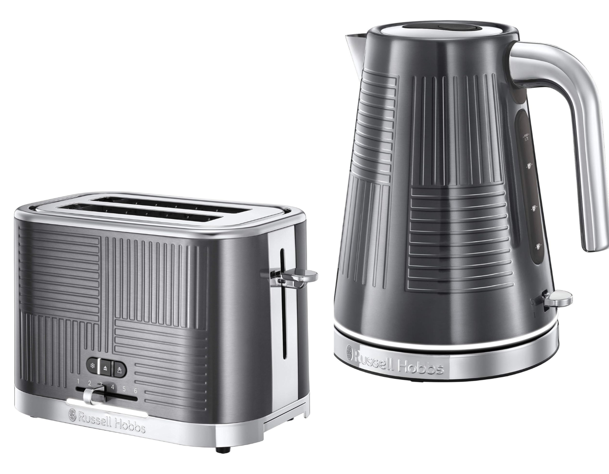 Russell Hobbs Geo Steel Kettle Slice Toaster Matching Set