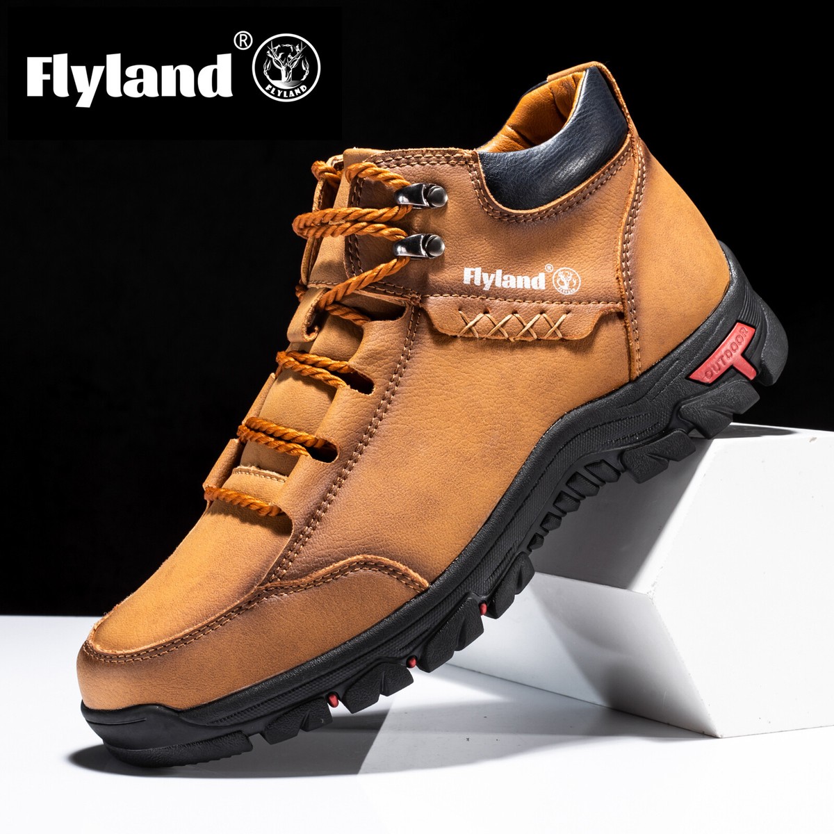 FLYLAND Men\'s Fashion Vintage Chukka Leather Ankle Boots Handmade Sz 13 FLYLAND Men main image 4