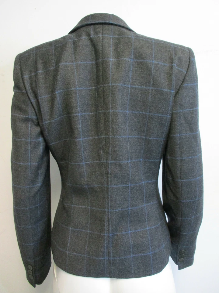 GIORGIO ARMANI wool- cashmere grey & blue windowpane 3- button blazer sz 40/ 4 - Image 3 of 4