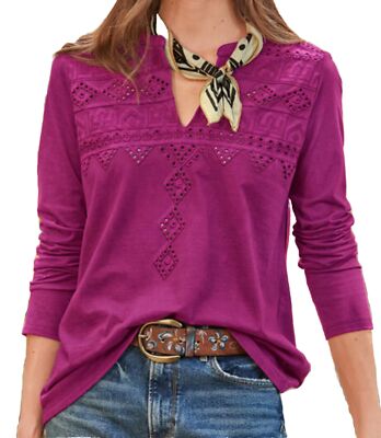 NWT Sundance Catalog Dylan 100% Cotton  On The Horizon Tee , Sz S, $108