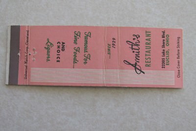 g515 Matchbook cover Vintage Smiths Restaurant Euclid Ohio OH