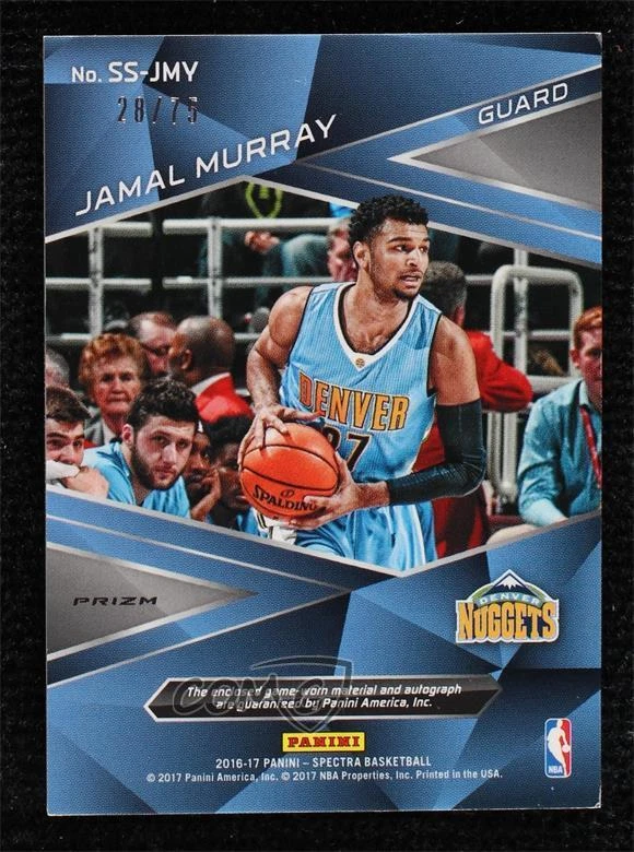 2016 Panini Spectra Spectacular Swatch Neon Blue /75 Jamal Murray Rookie Auto RC