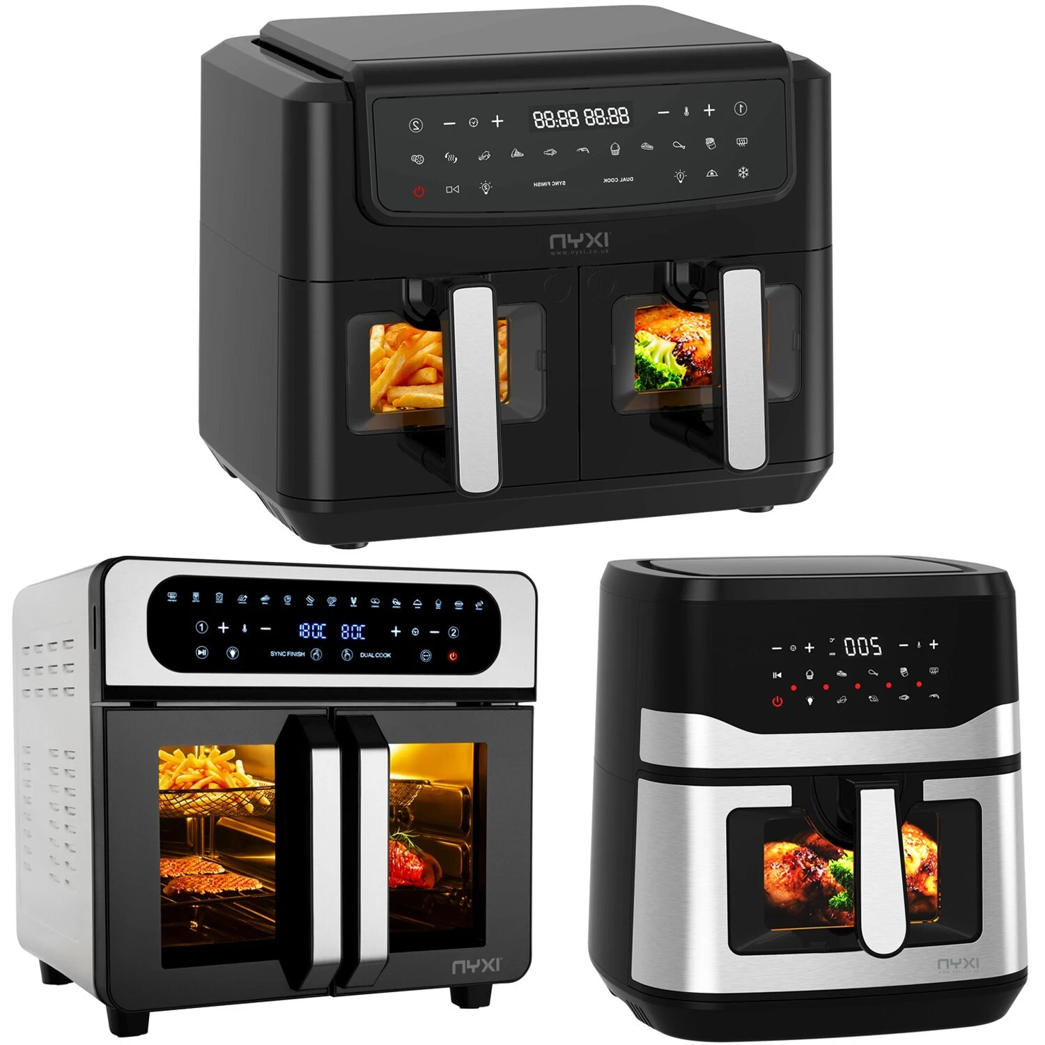 Air Fryers 9L, 20L Dual, Single Basket, Visual Window, Multi Cooking Healthy
Opens in a new window o