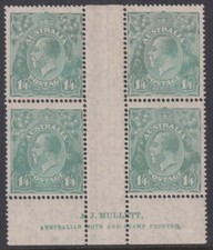AUSTRALIA - 1927 KGV SM Wmk 1/4d TURQ-BLUE P14 Imprint SG93 MLH Cv $4,250 [E8882