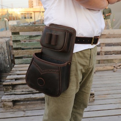 TOURBON Leather Skeet Shooting Cartridges Storage Pouch Shotgun Ammo Carry Bag