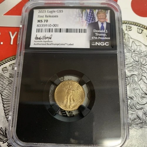 2025 1/10 oz gold 5$ eagle ms70 Donald Trump signature NGC first released