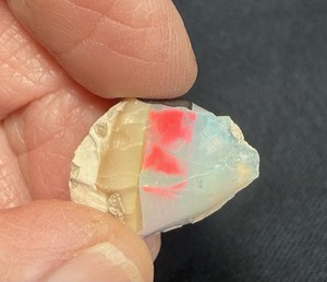 Rough Ethiopian Opal with thick Red band and Blue Fire for Cabbing!