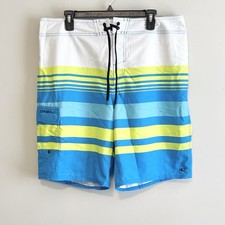 O'Neill Men's Stripe Board Shorts 10" Blue/White/Yellow Size 38
