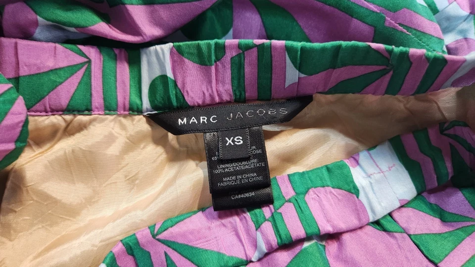 Falda midi de seda con volantes florales Y2K vintage años 90 Marc Jacobs para mujer talla XS Foto 2 de 4