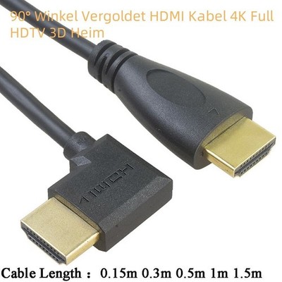 Vergoldet HDMI Kabel 4K Full HDTV 3D Heim TV PS3 HDR CEC Ethernet PC 90° Winkel