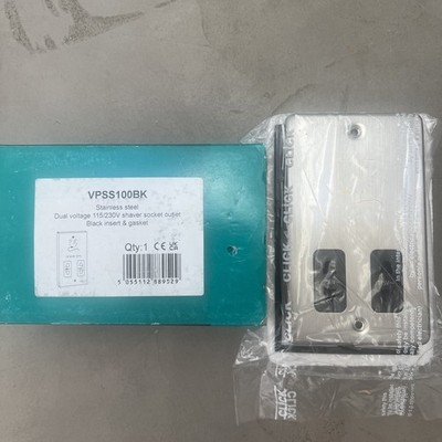 Click Deco Edelstahl Dual Voltage Duschsteckdose VPSSC100BK Kostenloser Versand