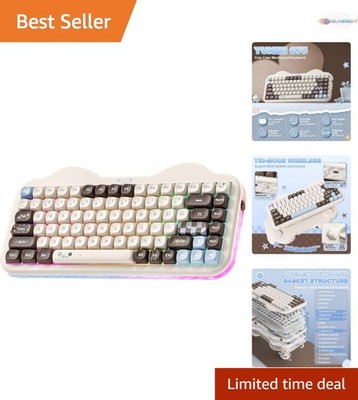 Wireless Mechanical Keyboard 75% Layout RGB Gasket Multi-Device Backlit Ergon...